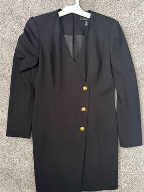 White House Black Market Black Mini Blazer Dress with Gold Buttons